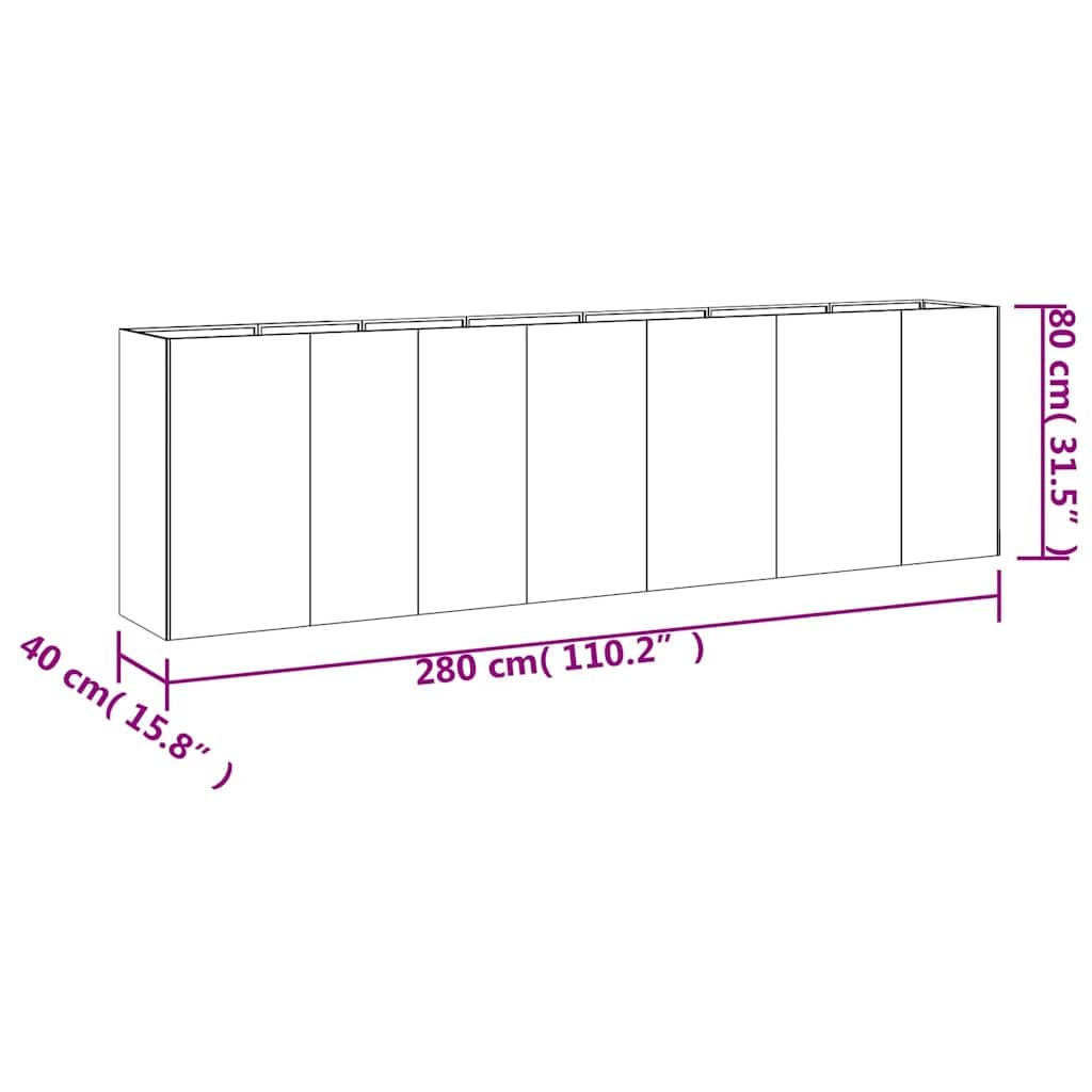 vidaXL Fioriera Rialzata da Giardino 280x40x80 cm in Acciaio Corten