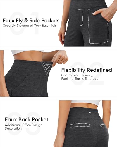 Image of G4Free EverGoing Yoga Pants Women Wide Leg Pants with Pockets High Waist Stretch Dress Casual Sweatpants Petite /Regular /Tall