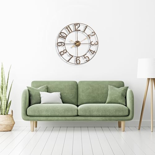 Sorbus Large Wall Clock, Metal Frame, Battery Powered (24 Inch, Bronze) - image 5