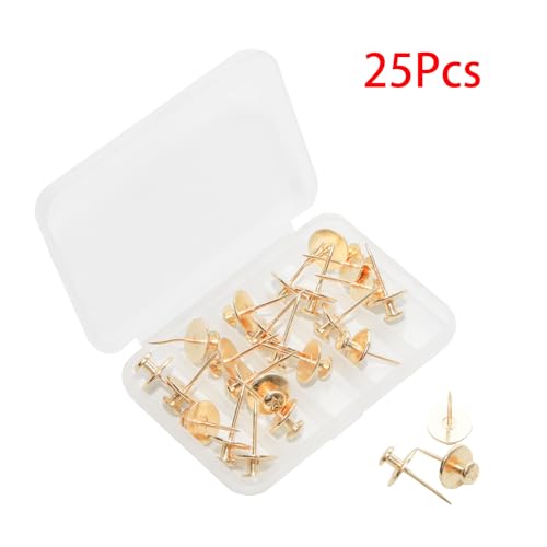 Image of 25 Pcs Gold Push Pins, Double Head Nails Decorative Tacks , Sturdy and Track-Less Wall Tacks for Easy Picture Hanging(Star Pattern)