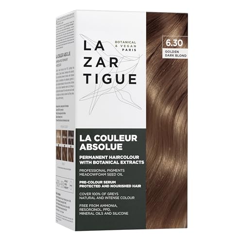 Lista de Tintes que puedes comprar esta semana. 50 Lazartigue Permanent Haircolour 6.30 I Tinte rubio dorado oscuro I Sin amoníaco con extractos botánicos y alta concentración de pigmentos I Para todo tipo de cabello I 150 ml