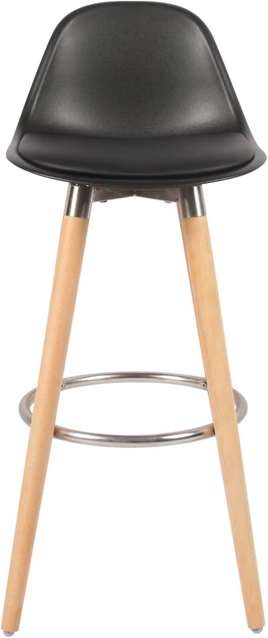 Box and Beyond Juego de 4 Taburetes de Bar de Madera, Silla Alta para Bar, Silla de Cocina - Altura 91 cm - Taburete Negro con Reposapiés