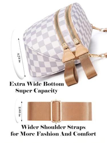 Image of Black and White Checkered Crossbody Bag Bum Bag for Women,Spacious Checkered Purse Fanny Packs Belt Bag