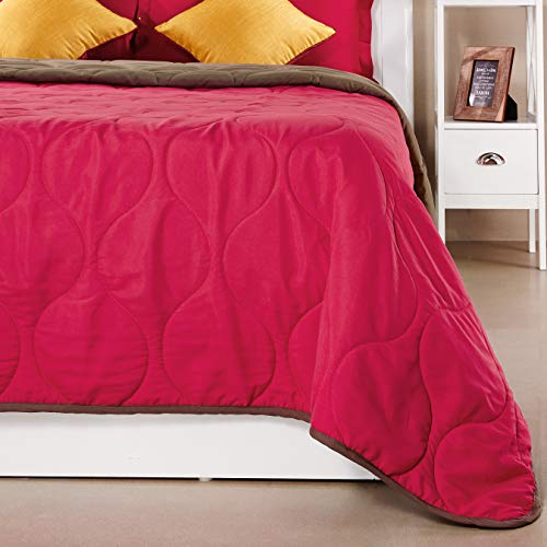 Amazon Brand - Solimo Microfibre Reversible Quilt Blanket,Double,220 Gsm,Vivid Pink And Taupe Grey,tc-200 | TC - 200 3 41zgIFKPkEL