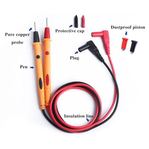 Image of Multimeter Leads, 2PCS Multimeter Test Leads, Multimeter Probes and 10 PCS Alligator Clips Insulated Metal for Test Extension, Multimeter Accessories, Crafts, Electrical Testing, Experiment