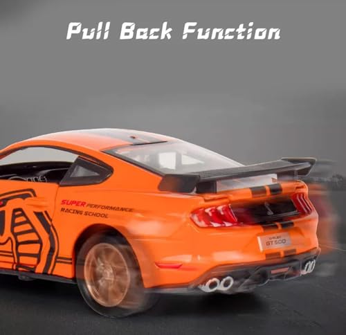 Image of 1:32 Scale Mustang Shelby GT500 Exclusive Alloy Metal Pull Back Die-cast Car Model with Sound Light Mini Auto Toy for Kids Metal Model Toy Car with Sound and Light [Colour As Per Stock]