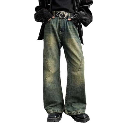 Men's Jeans American Style Worn Out Gradient Color Light Flare Pants