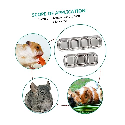 Beavorty 2stücke Edelstahl Futterplatten Mit Multi-fächern Kleine Futtertrays Für Hamster Chinchilla Kleine Haustiere Leicht Zu Reinigen Für Angenehme Fütterung