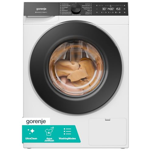 Gorenje W5G694A1T1 Waschmaschine mit Dampffunktion/9 KG/1400 U-Min/ConnectLife/15 Programme/Totaler AquaStop/EasyDosing/SteamTech/Inverter PowerDrive/10% besser als Energieeffizienzklasse A/Weiß