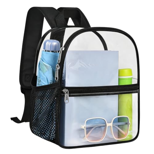 Image of Clear Backpack for Stadium Events, 12x12x6 Small Clear Plastic Bag with Reinforced Straps for Game Security Festival Concert