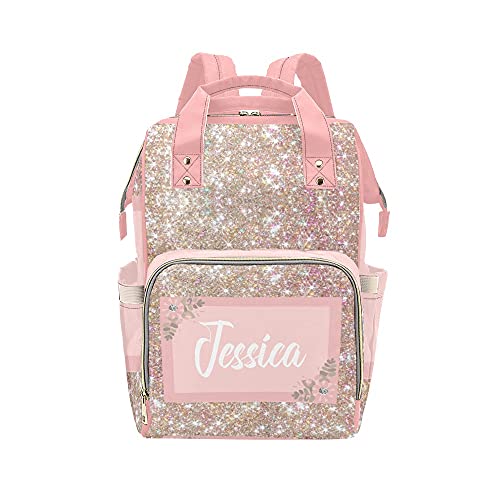 XOZOTY Print Pink Diaper Bags Backpack Personalized Baby Bag Nursing Nappy Bag Travel Tote Bag Gifts