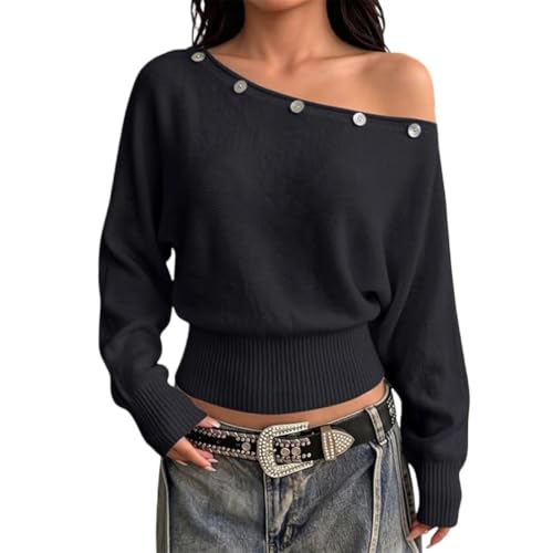 Cropped Sweaters for Women Off the Shoulder Top Lightweight Pullover - image 1