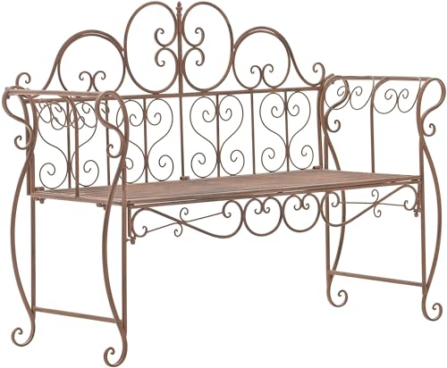 CLP Banc de Jardin Minna, Banc Metal Romantique Style Art Nouveau avec accoudoirs, Ideal pour Jardin, terrasse et Balcon, Charge Max. 180 kg, Couleur:Marron...