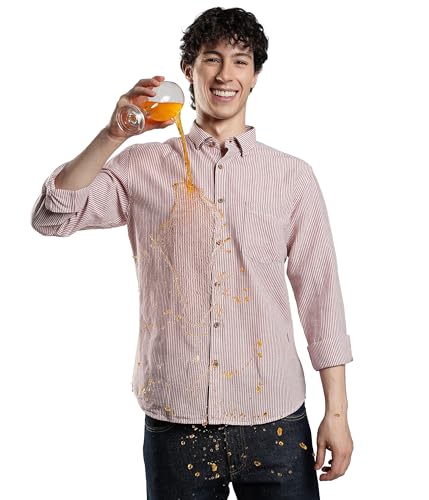 Image of TURMS Men's Casual Striped Linen Shirt | Water Repellent | Anti Stain Anti Odor | Kansas Linen | Concealed Button Down Collar | Full Sleeves