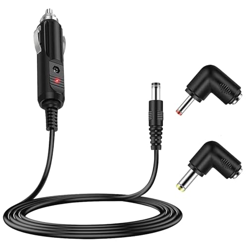 12v Coche Mechero Toma Enchufe – DC 5,5 mm x 2,5 mm Cable de alimentación de Cargador de Coche, Cable de 12 V para DVR de Coche,Altavoces Bluetooth,cámara,GPS,Ordenador portátil, Aspirador
