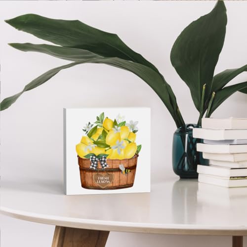 WRSUNT-Lemon-Decor-Summer-Lemon-Decorations-for-Home-Office-Lemon-Sign-Lemon-Home-Office-Desk-Decor-Rustic-Lemon-kitchen-Decor-Farmhouse-Lemon-5-x-5-In WRSUNT Lemon Decor Summer Lemon Decorations for Home Office Lemon Sign Lemon Home Office Desk Decor Rustic Lemon kitchen Decor Farmhouse Lemon 5 x 5 In