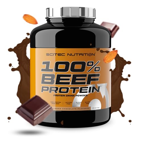 Scitec Nutrition 100% Beef Protein, Bebida proteica en polvo aromatizada, Sin lactosa, Sin azúcar, Sin gluten, 1,8 kg, Chocolate con almendras
