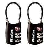 Master Lock(マスターロック) 南京錠 TSAロック ダイヤル 暗証番号設定 小型 本体幅30mm ケーブル長80mm スーツケース 旅行鞄 海外旅行用鍵 防犯 D4688JADBLK ブラック 2個セット