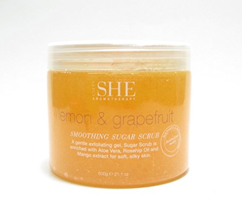 OM She Aromatherapy Lemon & Grapefruit Smoothing Sugar Scrub Exfoliating Gel 21.1oz