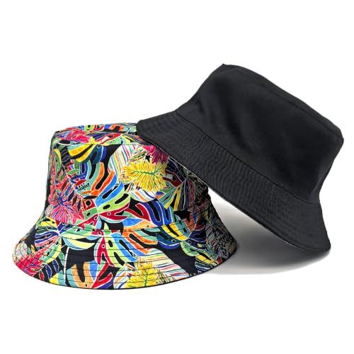 Image of Quanhaigou Bucket Hat for Men Women,Packable Reversible Printed Sun Hats,Fisherman Outdoor Summer Travel Hiking Beach Caps