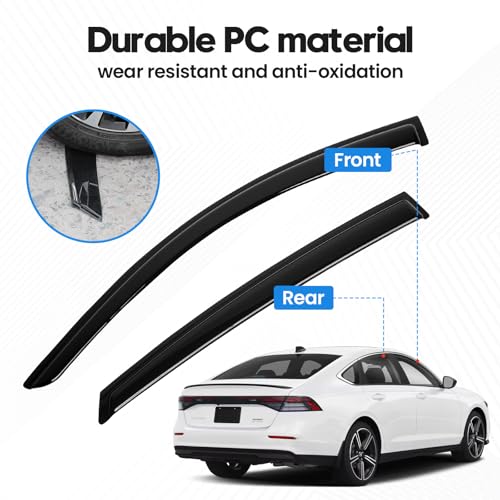 Image of Accord Rain Guards - Window Visors for Honda Accord 2023-2025 2026, Out-Channel Side Window Rain Guards for Accord Accessories, 4PCS, Black, Car Accessories