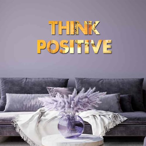 Image of Bikri Kendra - (Think Positive Golden Letter Mirror Sticker, Acrylic stikcer, Decorative Mirror Sticker for Wall, Bedroom, Hall, Living Room, Kitchen. (Gold Sister)