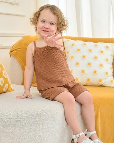 Image of Weebaby Toddler Girl Clothes Baby Summer Outfits Sleeveless Halter Top Ruffle Short Set Cute Kids Clothes Girls