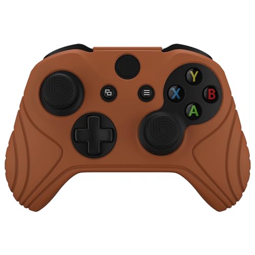 Image of PlayVital Samurai Edition Signal Brown Anti-Slip Controller Grip Silicone Skin for Xbox One X /S Controller, Ergonomic Soft Rubber Protective Case Cover for Xbox One S /X Controller with Thumb Grips