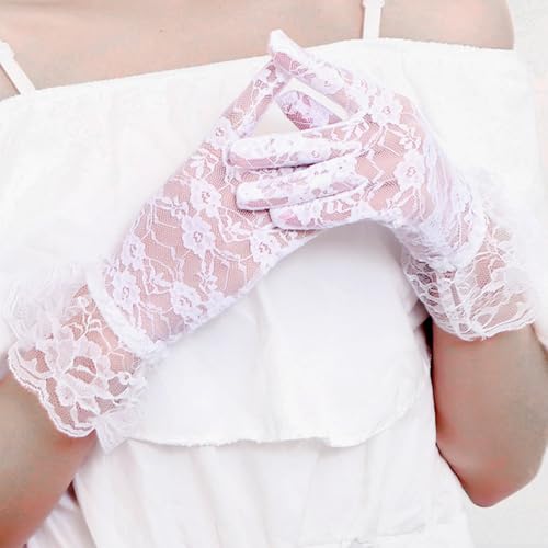 Lace Gloves, Short Summer Ladies Gloves,for Weddings,Bachelor Party, Cosplay,Tea Party,Dinners & Operas(2Pcs)3