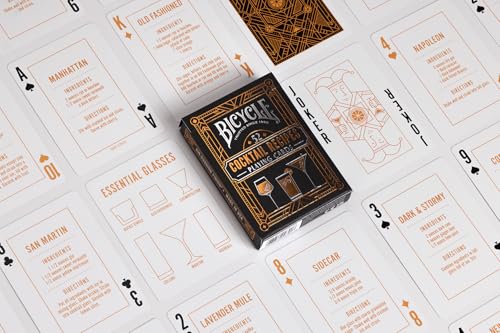 Image of Bicycle Cocktail Playing Cards, Includes 52 Cocktail Recipes Featuring Old Fashioned, Margarita, Moscow Mule, Daiquiri, and Mojito Cocktail Recipes, 1 Deck