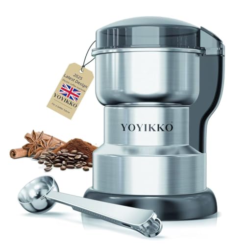 Molinillo de café eléctrico de 300 W, molienda ajustable, espresso/goteo/vertido. Molinillo para café, especias y otros alimentos. (Plateado-150)