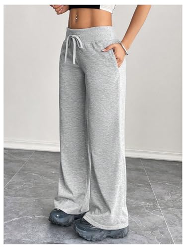 Women's Wide Leg Sweatpants Drawstring Elastic Workout Athletic Running Sweat Track Pants Joggers2