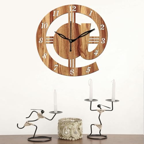 Image of SKYVILLA 12 Inch Wooden MDF Analog Wall Clock with English Numerals with Unique Design | Silent Quartz Movement | Lightweight Without Glass Design for Home