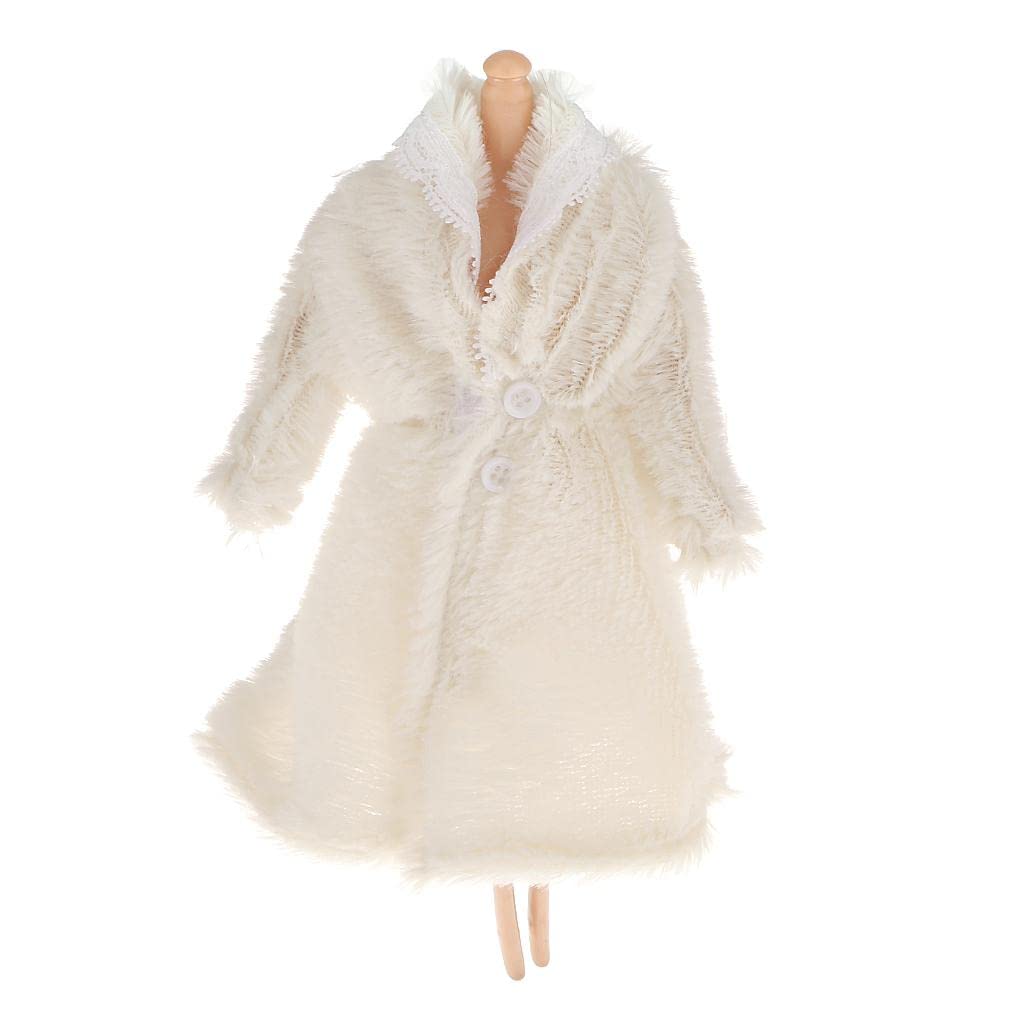 Doll White Faux Fur Coat - Fashionable Party Gown Dress Accessory