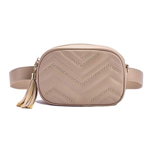 Stylish Quilted Waist Fringe Fanny Packs Belt Cross body Shoulder Bag Purse For