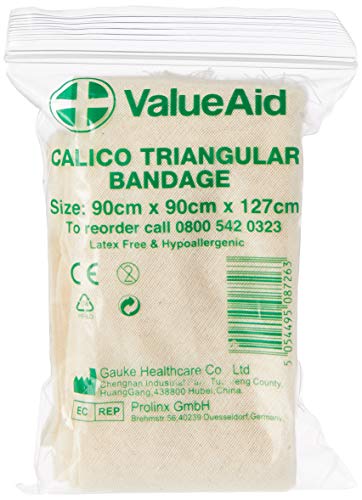Value Aid Calico Triangular Bandage - Single, White