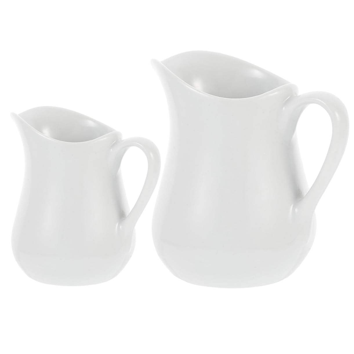 2 Stück Keramik Milchkännchen in Weiß, 100ml und 250ml