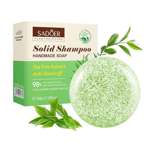 Tea Tree Shampoo Bar, Tea Tree Natural Shampoo Bar, Anti Dandruff Organic Oil Control Hair Soap for Women & Men(Green)