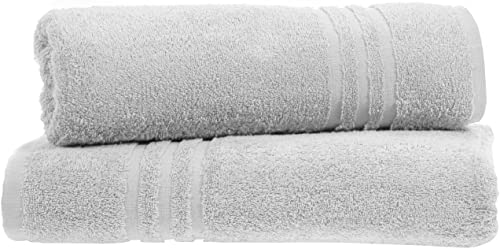 Textile Do Pack of 2 Large Jumbo Bath Sheets (75 x 150 cm-500 GSM) 100% Egyptian Cotton Super Soft Big Bath Sheet Towel Set Body Wrap (Silver - Image 4