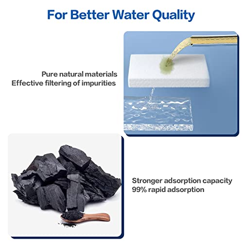 TOMXCUTE Replacement Filter for Stainless Steel Cat Water Fountain 16 pcs Carbon Filter & 8 pcs Pre-Filter Sponge - Image 4