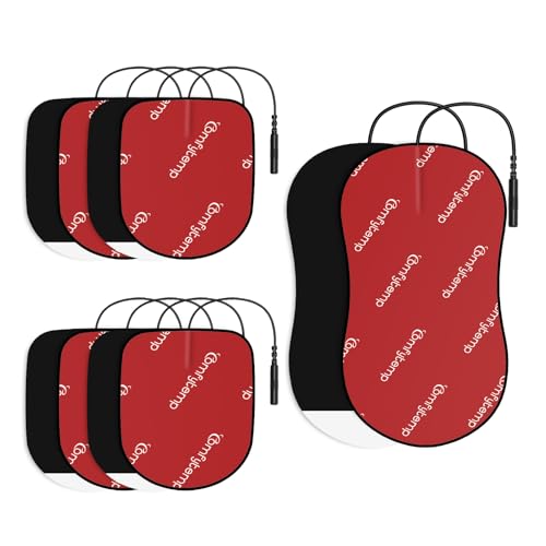 Comfytemp TENS Unit Replacement Pads for K6145 K6105 K6106 K6107 K6155 TENS Pads with 2 Sizes, Reusable Self Adhesive 2mm Pin Connector Electrodes Pad, Non-Irritating Design for Muscle Stimulator