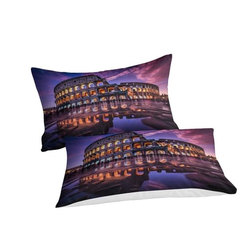Housse de couette imprimé 3D Colisée en microfibre douce parure de lit 3 pièces King