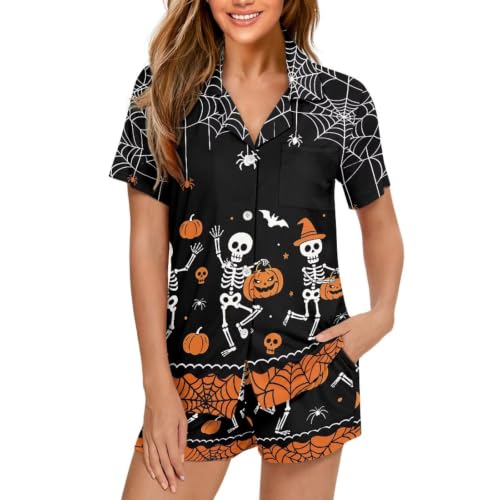 Image of Women's Short Sleeve Sleepwear Pajamas Nightwear with Pockets