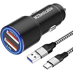 Cargador Xiaomi Redmi Note 9 Pro 30W 30W Cargador Coche Usb Para Xiaomi Redmi Note 7 8 9 Pro 8T 9S 10 9T,9A Mi 10 11 10T 9T 9 SE Lite Note 10,A3 A2 A1,Poco F2 Pro/X3 NFC/M3,Nokia 6.2 7.2 7.1:Quick Charge 3.0+2.4A+2M C Cable,Carga Rápida