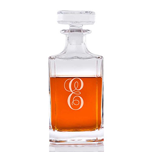Abby Smith Lavish Style Initial Engraved Liquor Decanter, Letter E