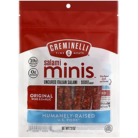Creminelli Original Salami Minis, (1 count 2.6oz), Humanely Raised Pork*, No Added Nitrates or Nitrites, No Artificial Ingredients, Gluten Free, Keto & Paleo Friendly Snacks, 19g Protein Per Pouch, 0g Sugar** Cover