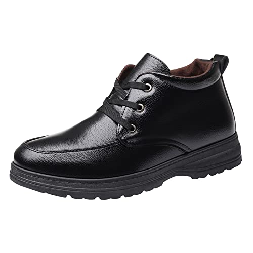 Botas de invierno para hombre forradas, botas de invierno para hombre, de caña corta, impermeables, cómodas, cálidas, de un solo color, botas de tobillo altas para invierno, para ocio, negocios