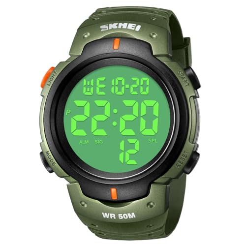 CIVO Montre Homme Digitale 50M Etanche Montre Militaire Outdoor Sport Multifonction Grand Cadran Montre Digitale Hommes avec LED Lumière Alarme Calendrier...
