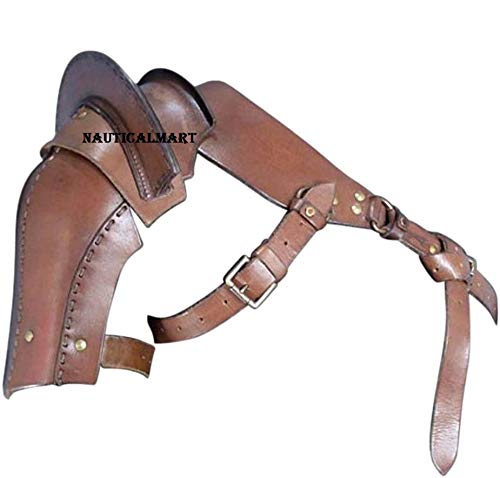 NauticalMart Warriors Single Pauldron Leather Shoulder Armor Brown Halloween (Large)