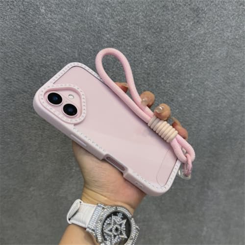 Coque antichoc rose pour iPhone 11 avec cordon de transport